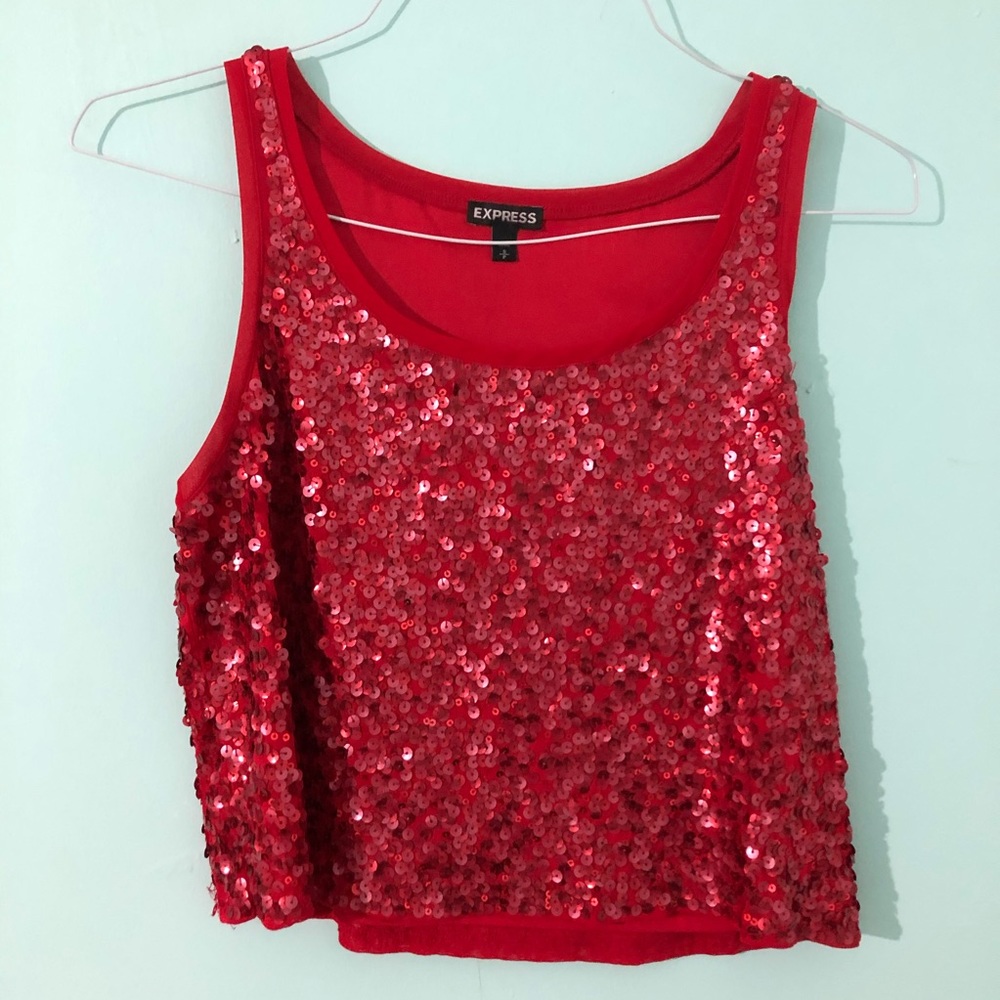 ☀️ Express Red Sequin Top - S